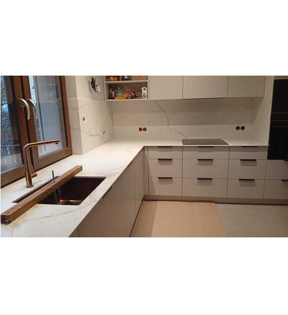 Eleganckie blaty kuchenne ze spieku Neolith Abu Dhabi White