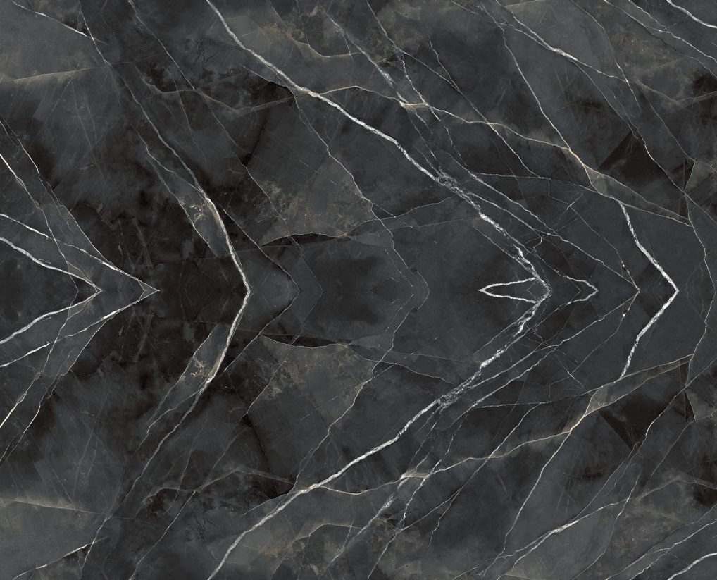 Blat kuchenny ze spieku kwarcowego Laminam Diamond Callacatta Black Starlit, wykonany na wymiar, czarny – polerowany