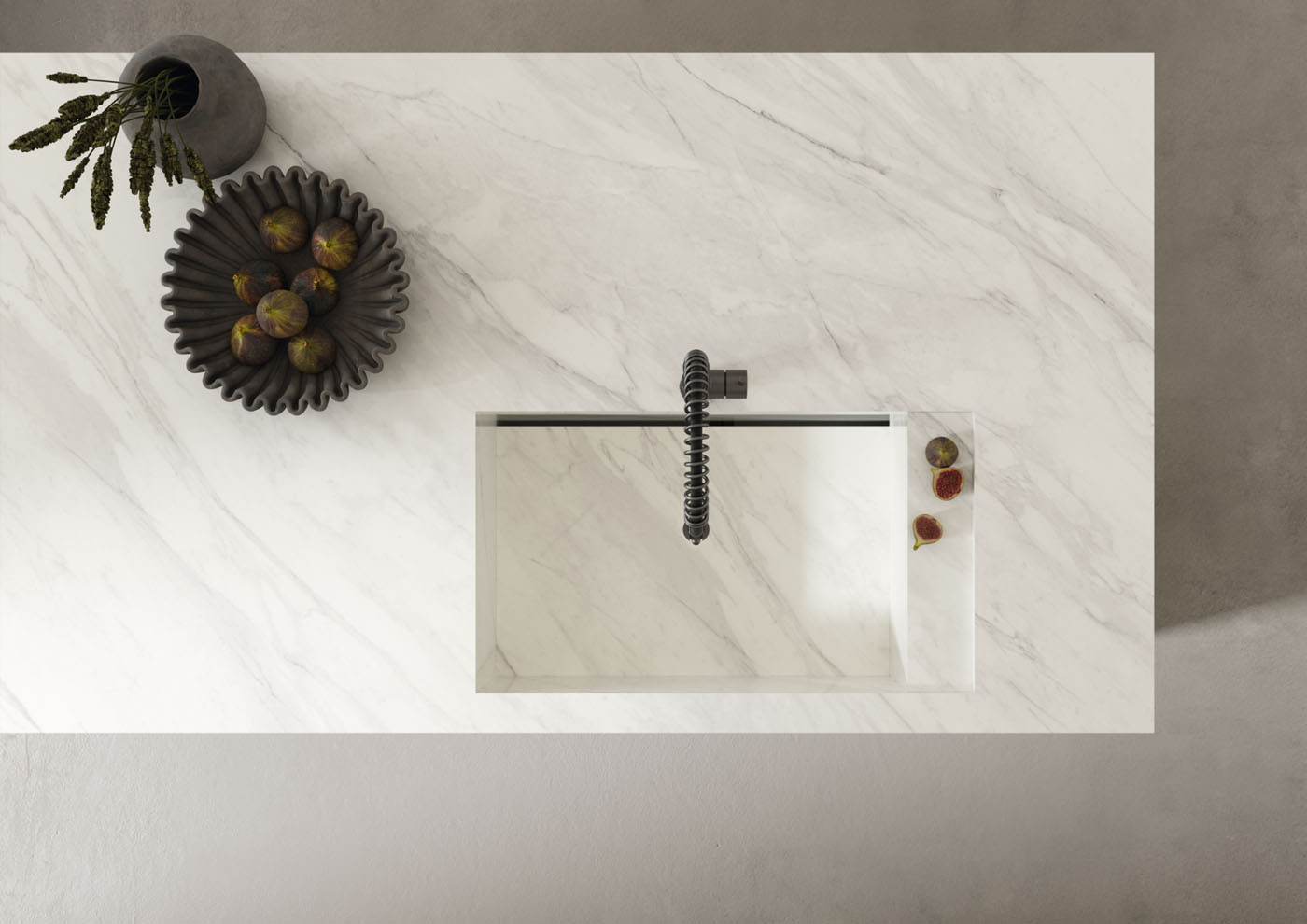 Spiek kwarcowy o wymiarach 330 x 184 cm, Franko Calacatta Jewel White na blat i okładzinę
