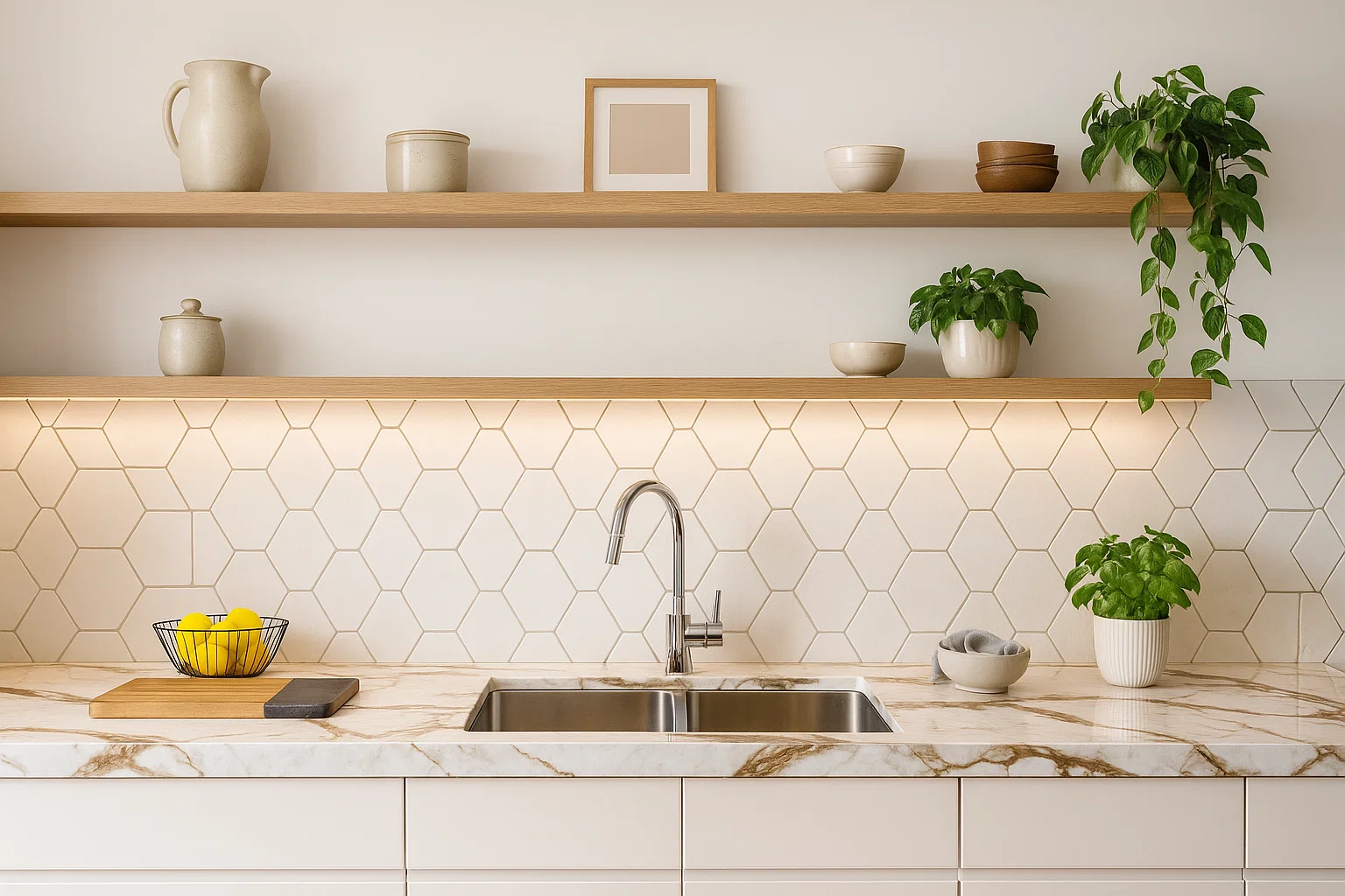 Blat kuchenny ze spieku kwarcowego Dekton Reverie, wykonany na wymiar, biały – Soft Touch