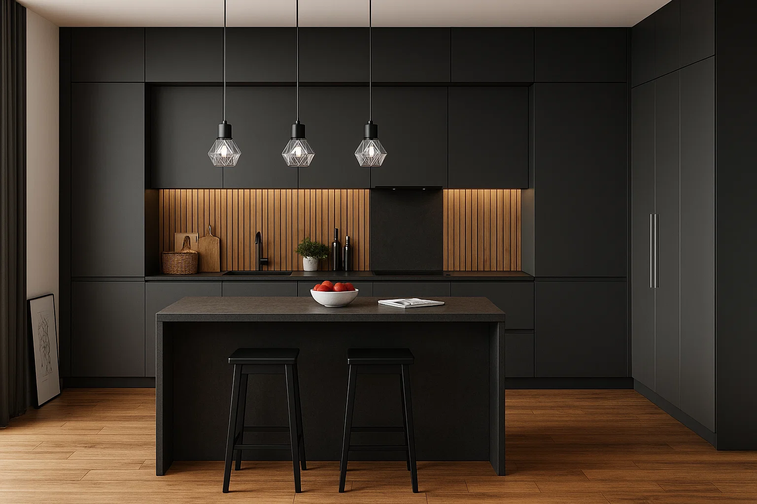 Blat kuchenny ze spieku kwarcowego Dekton Sirius, wykonany na wymiar, czarny – matowy