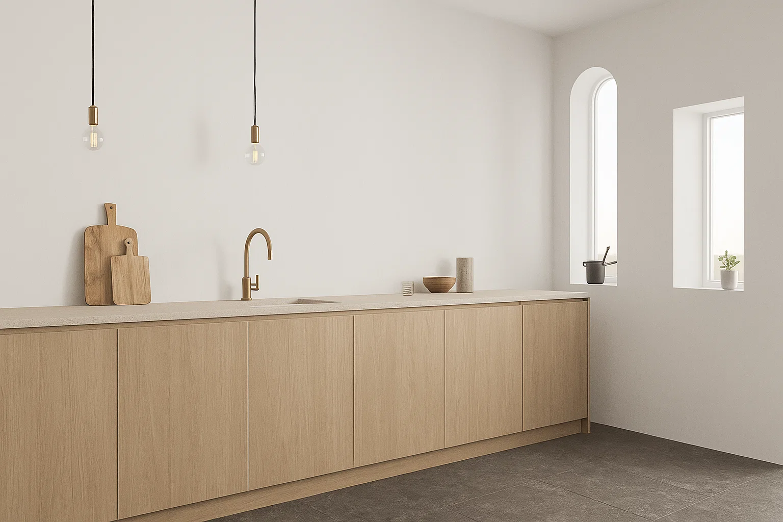 Blat kuchenny ze spieku kwarcowego Dekton Avorio, wykonany na wymiar, kremowy – matowy
