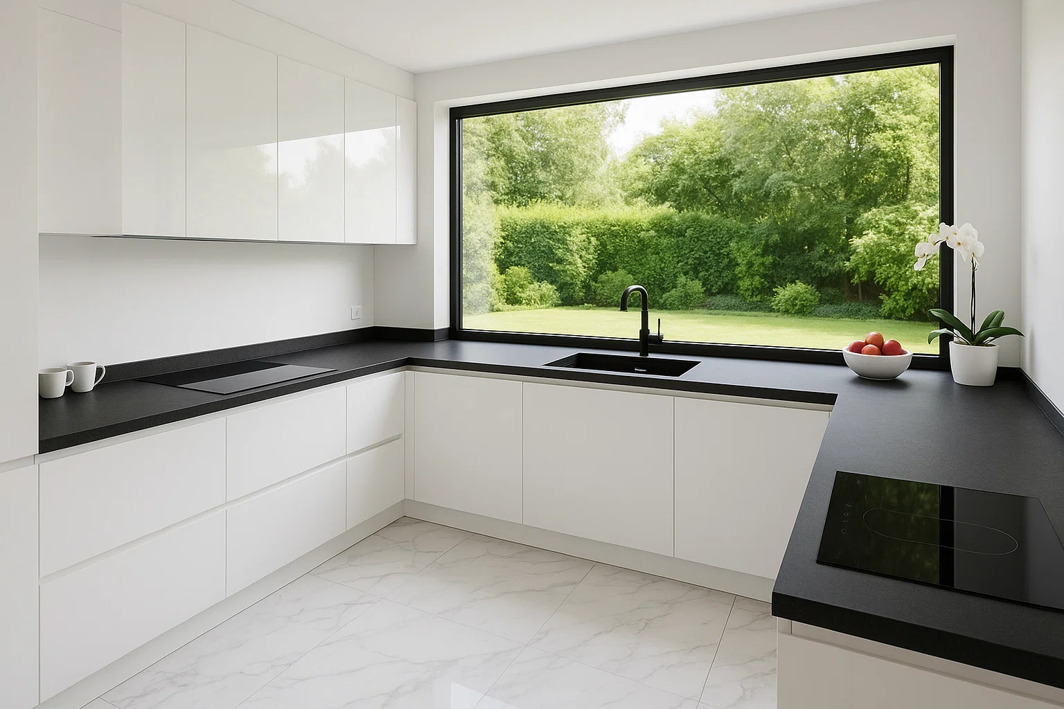 Blat kuchenny ze spieku kwarcowego Dekton Domoos, wykonany na wymiar, czarny – matowy