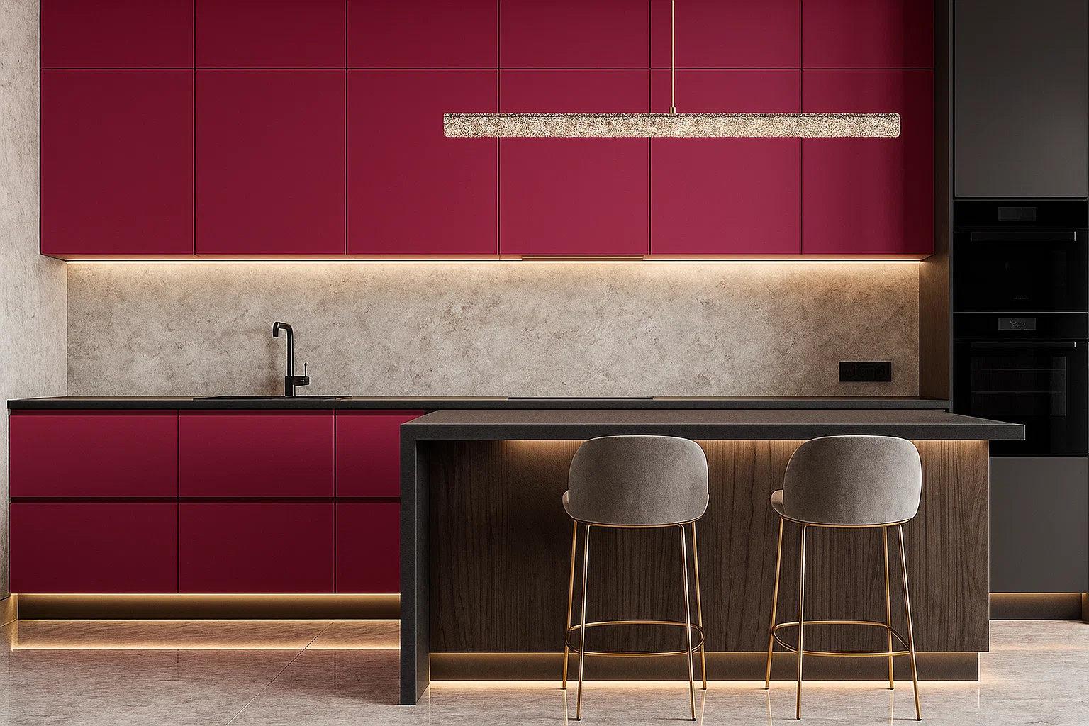 Blat kuchenny ze spieku kwarcowego Dekton Eter, wykonany na wymiar, czarny – matowy