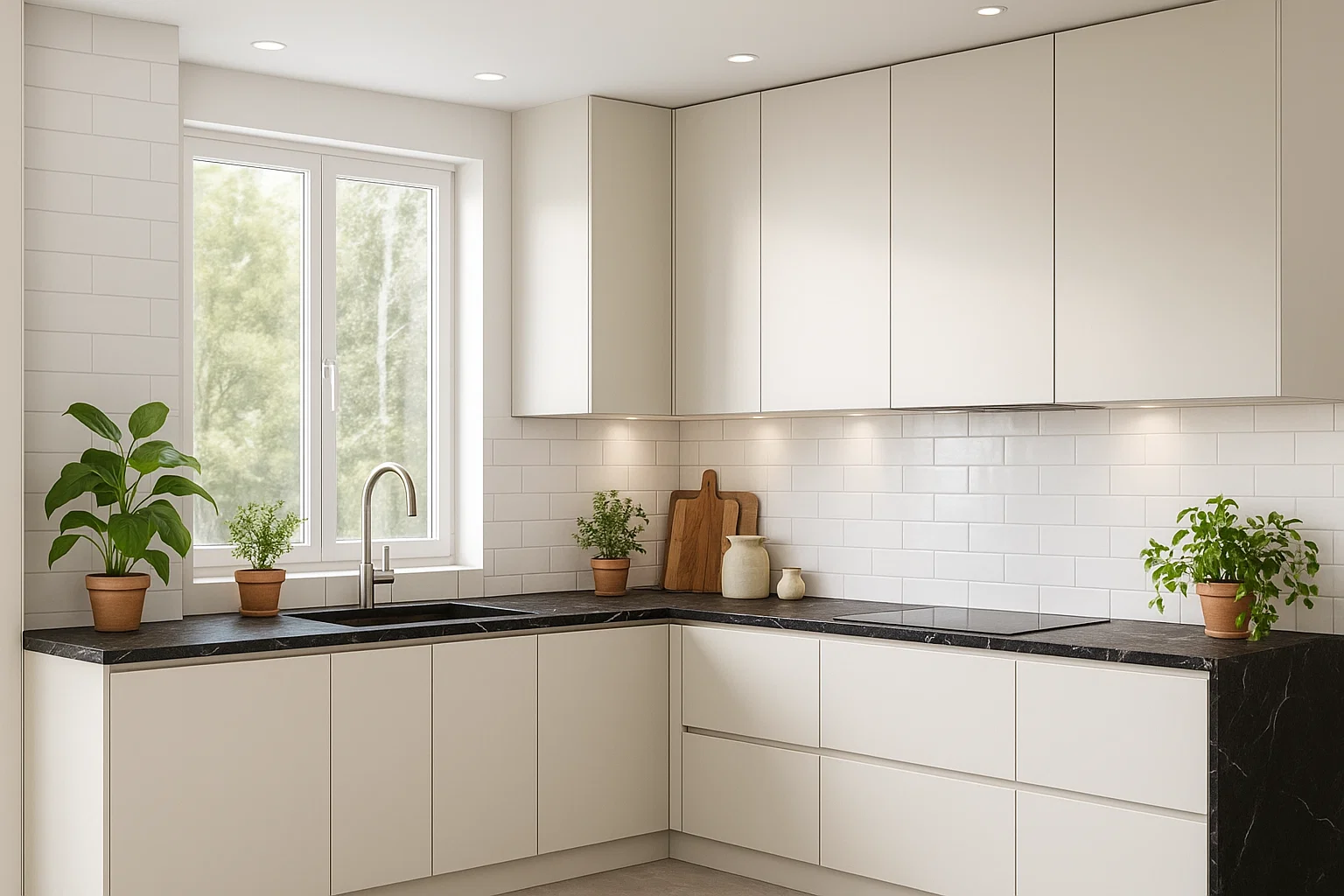 Blat kuchenny ze spieku kwarcowego Dekton Somnia, wykonany na wymiar, czarny – matowy