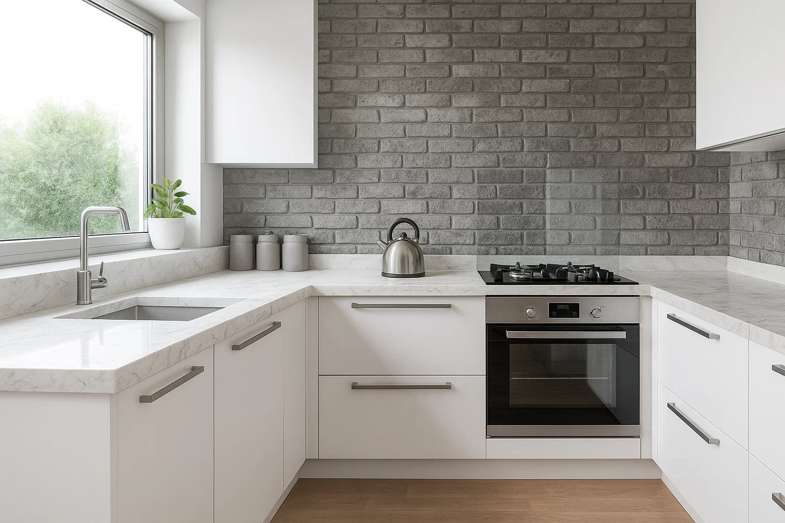 Blat kuchenny ze spieku kwarcowego Florim Marble Calacatta, wykonany na wymiar, szary – Velvet
