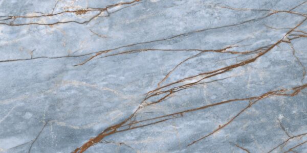 Blat kuchenny ze spieku kwarcowego Florim Marble Azure, wykonany na wymiar, niebieski – matowy