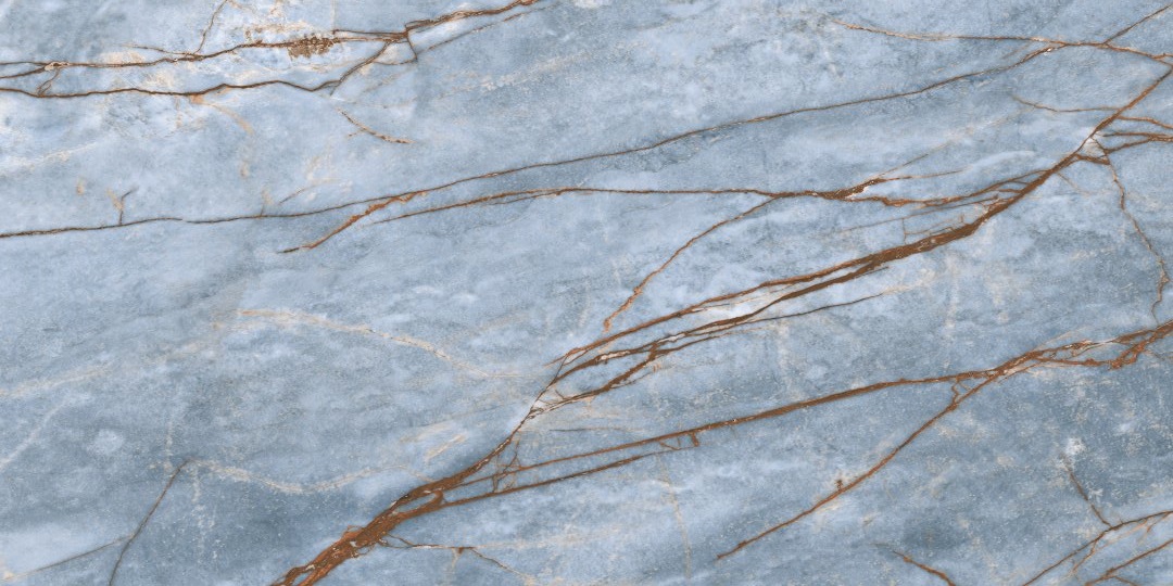 Blat kuchenny ze spieku kwarcowego Florim Marble Azure, wykonany na wymiar, niebieski – matowy