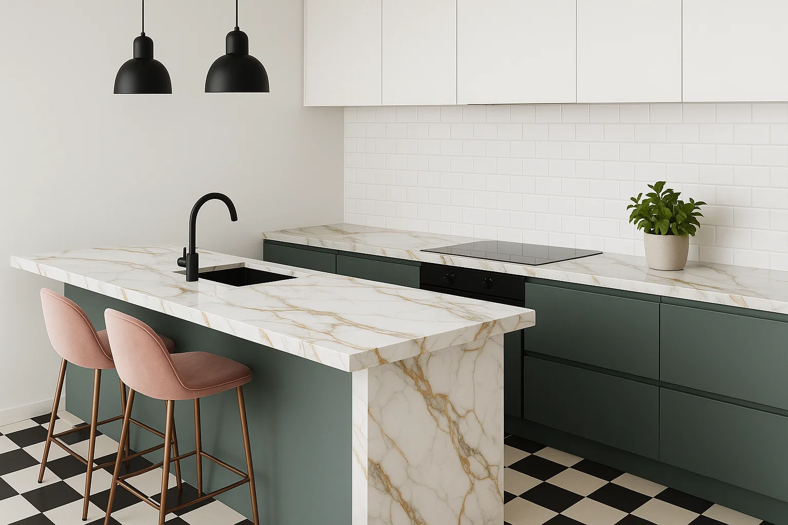 Blat kuchenny ze spieku kwarcowego Neolith Calacatta Roma, wykonany na wymiar, biały – Silk