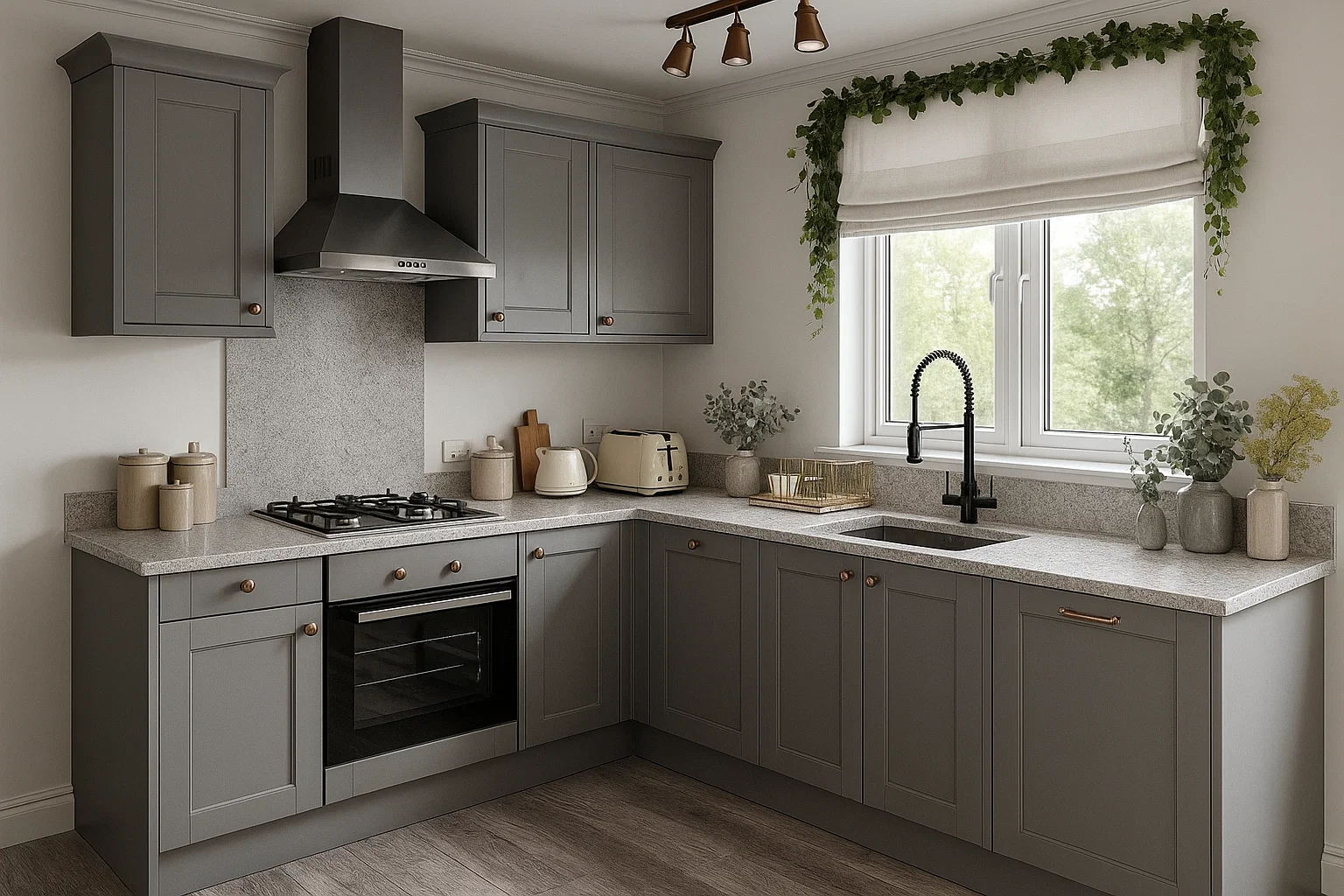 Blat kuchenny ze spieku kwarcowego Neolith Terrazo Ceppo, wykonany na wymiar, szary – Silk