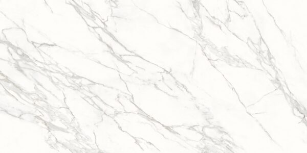 Blat łazienkowy ze spieku kwarcowego Neolith Calacatta, biały – Silk