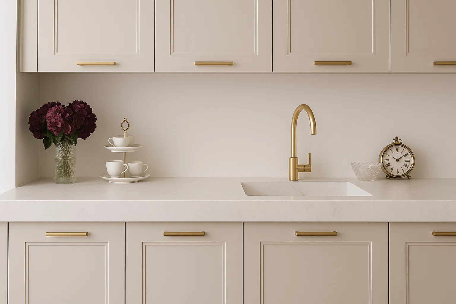 Blat kuchenny z konglomeratu Silestone Miami White, wykonany na wymiar, biały – Suede