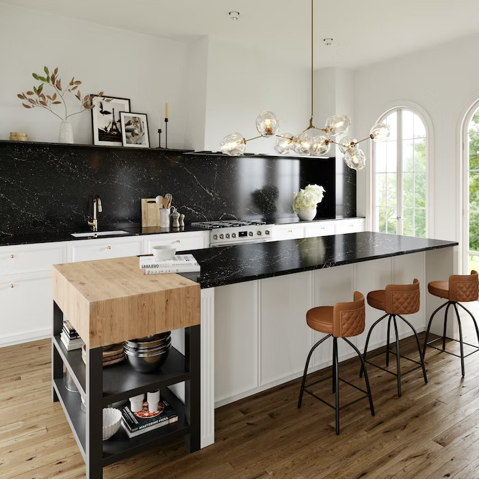 Blat kuchenny z konglomeratu Silestone Romantic ash, wykonany na wymiar, czarny – Suede