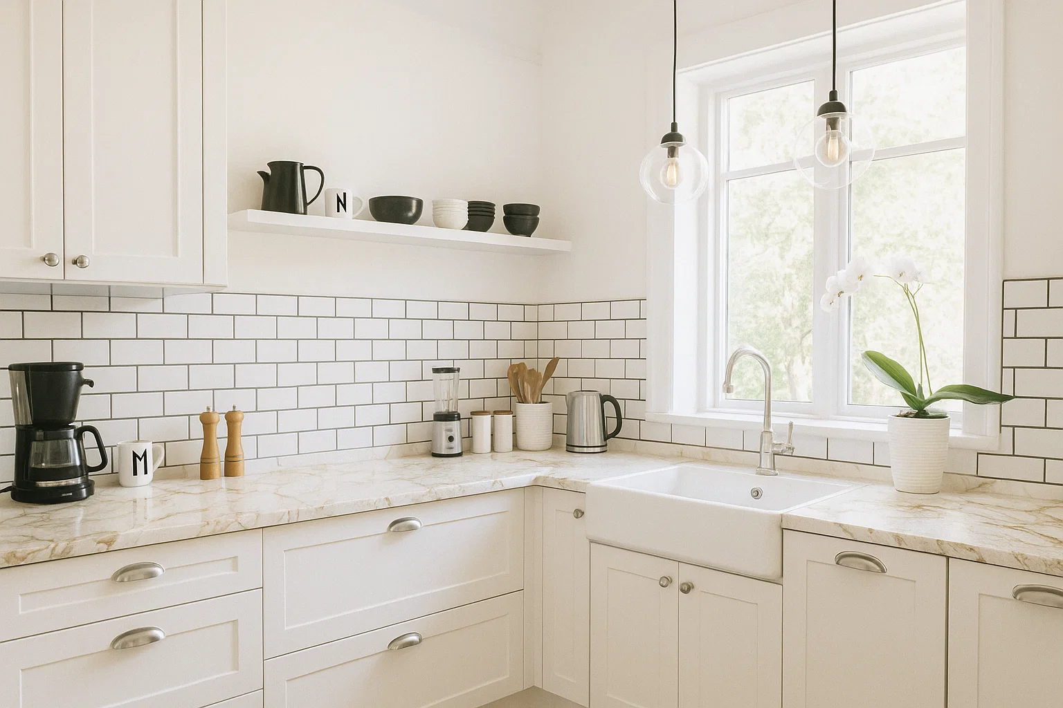 Blat kuchenny ze spieku kwarcowego Franko Calacatta Vanilla, wykonany na wymiar, biały, złoty – matowy