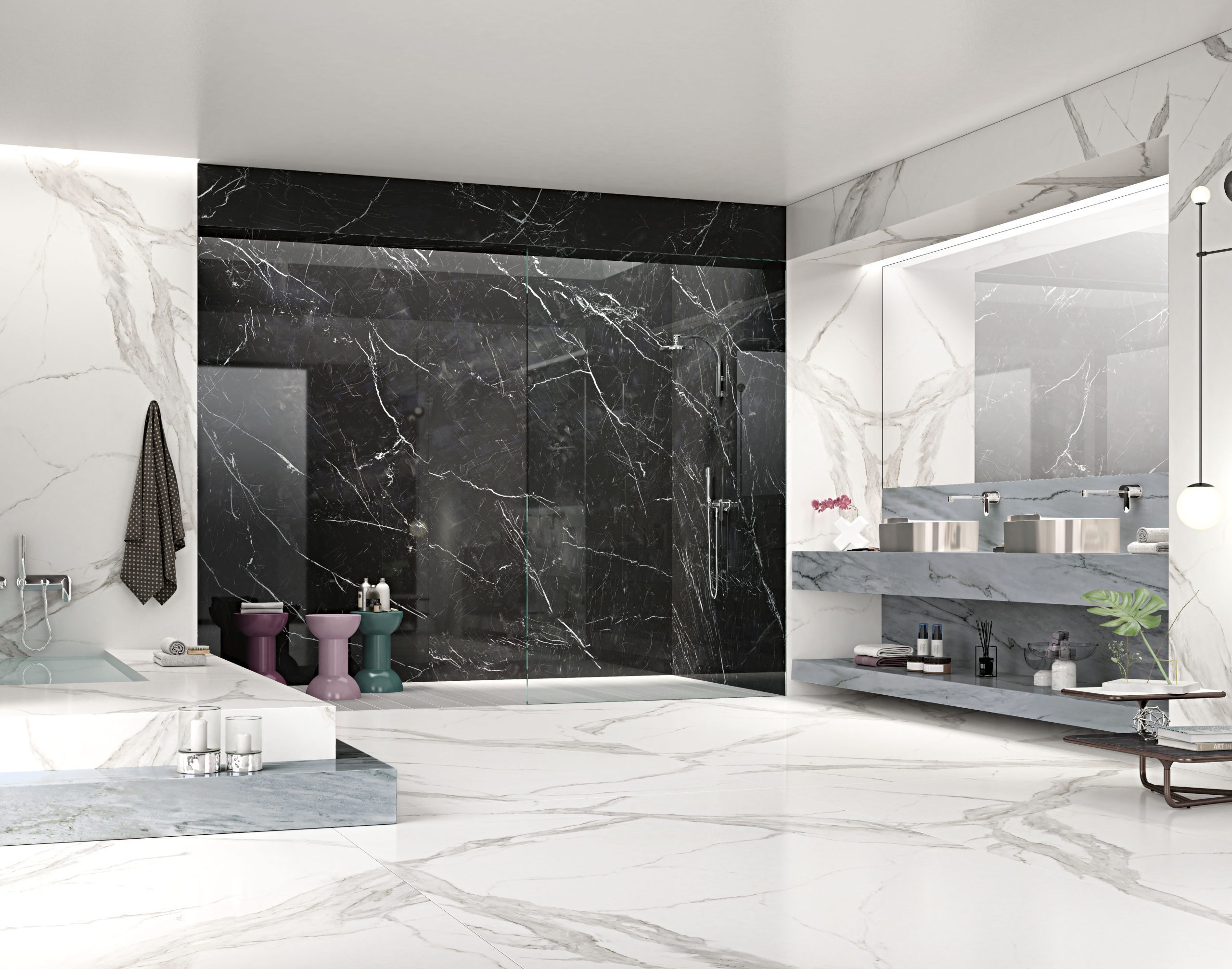 Spiek kwarcowy o wymiarach 320 x 160 cm, Franko Black Marquina na blat i okładzinę