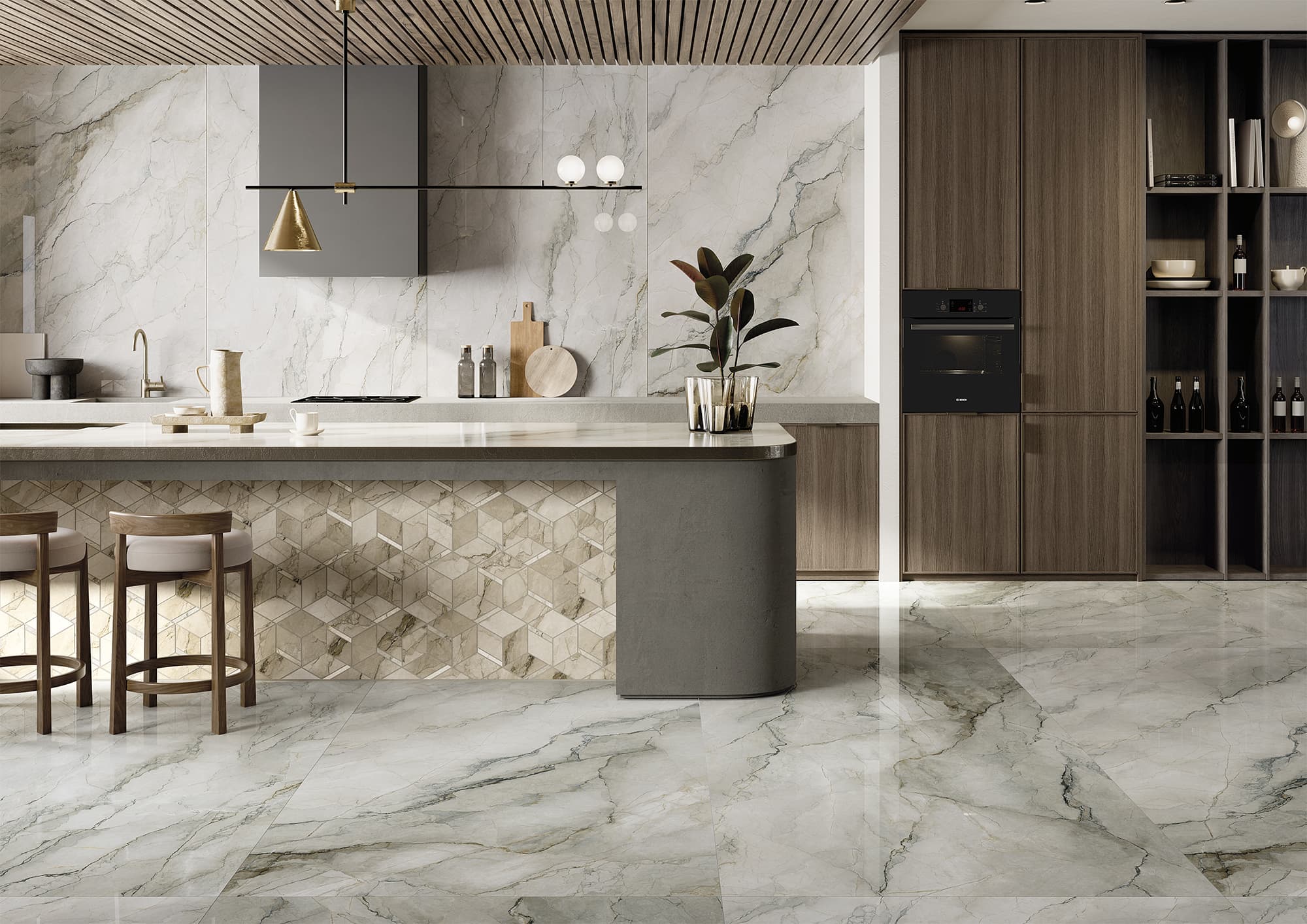 Okładzina ścienna do kuchni (Backsplash) ze spieku kwarcowego Ava Bolgheri Sage 120 x 280 cm, grubość 6 mm