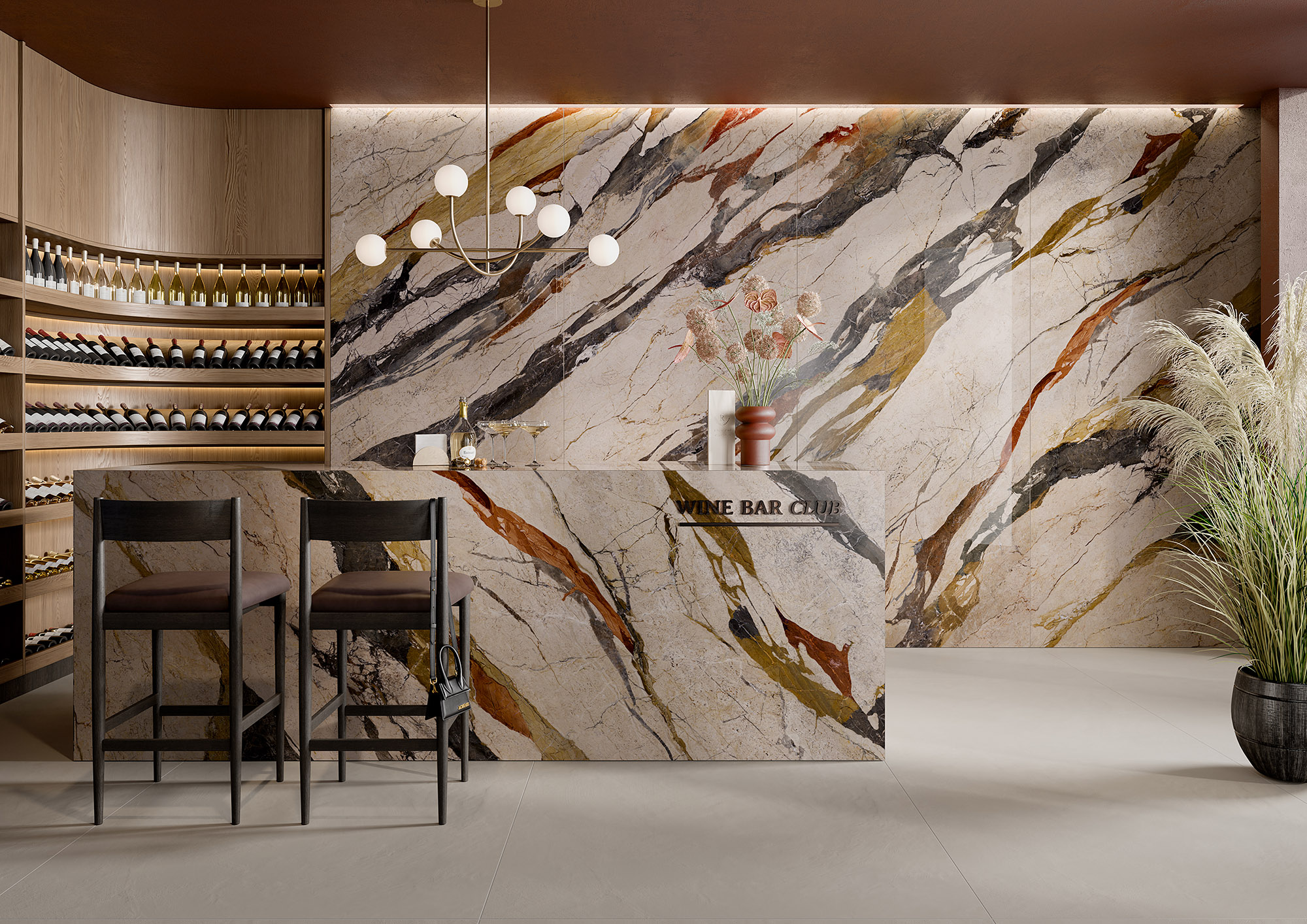 Fartuch kuchenny (Backsplash) ze spieku kwarcowego Ava Breccia Sicilia 120 x 280 cm, grubość 6 mm