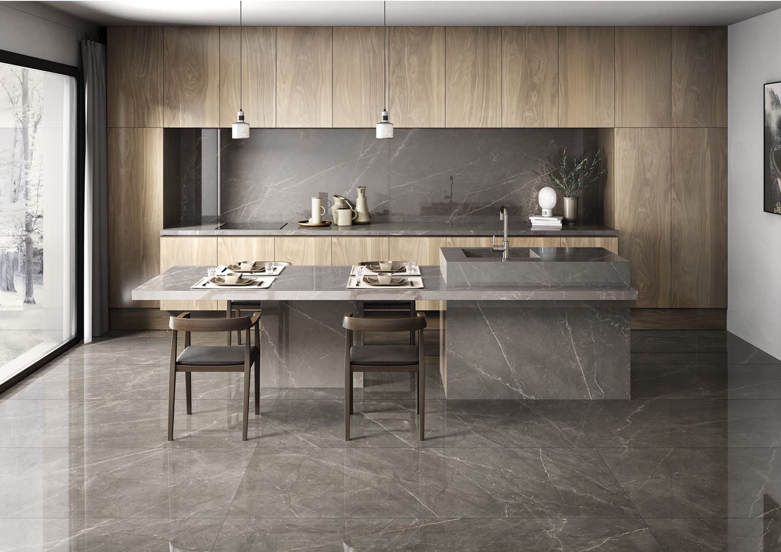 Okładzina ścienna do kuchni (Backsplash) ze spieku kwarcowego Ava Bronze Amani 120 x 280 cm, grubość 6 mm