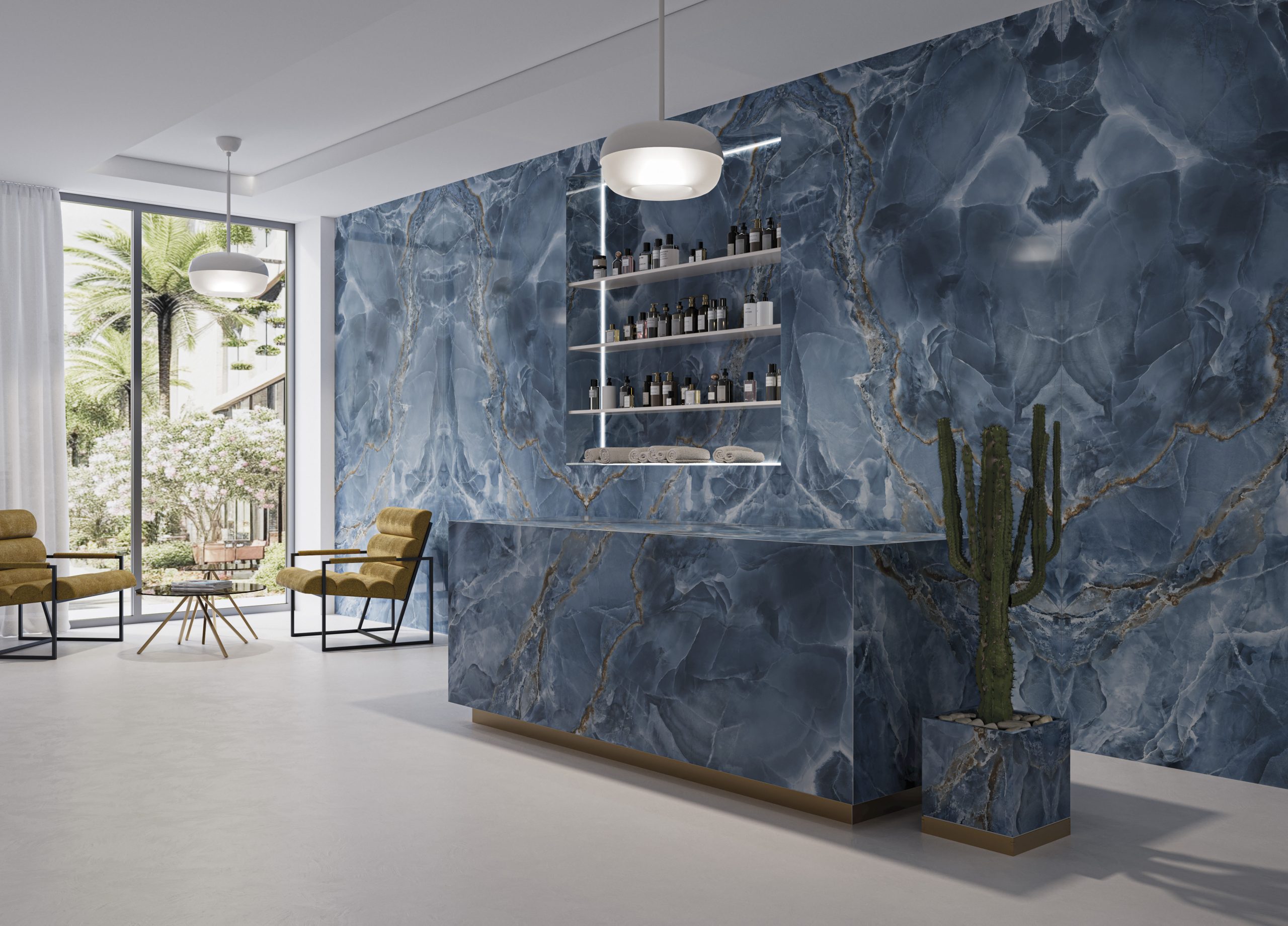 Spiek kwarcowy o wymiarach 320 x 160 cm, Franko Cobalt Onyx, na blat i okładzinę