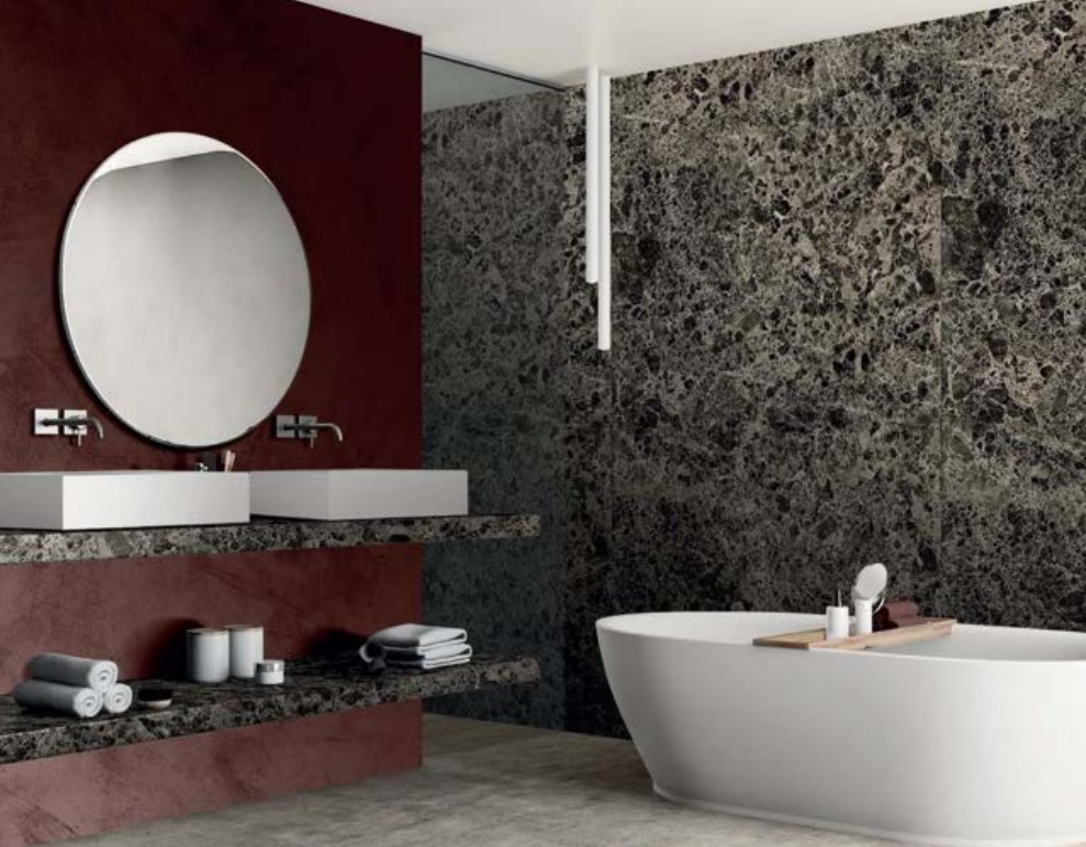 Spiek kwarcowy o wymiarach 320×160 cm, Franko Dark Gold na blat i okładzinę