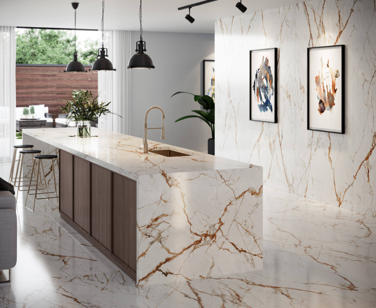 Fartuch kuchenny (Backsplash) ze spieku kwarcowego Dekton Awake – polerowany