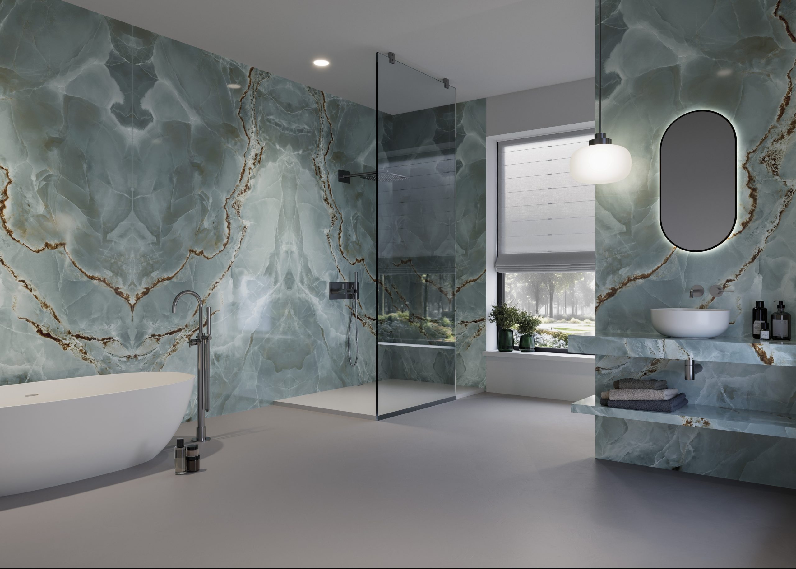 Spiek kwarcowy o wymiarach 320 x 160 cm, Franko Emerald Onyx na blat i okładzinę
