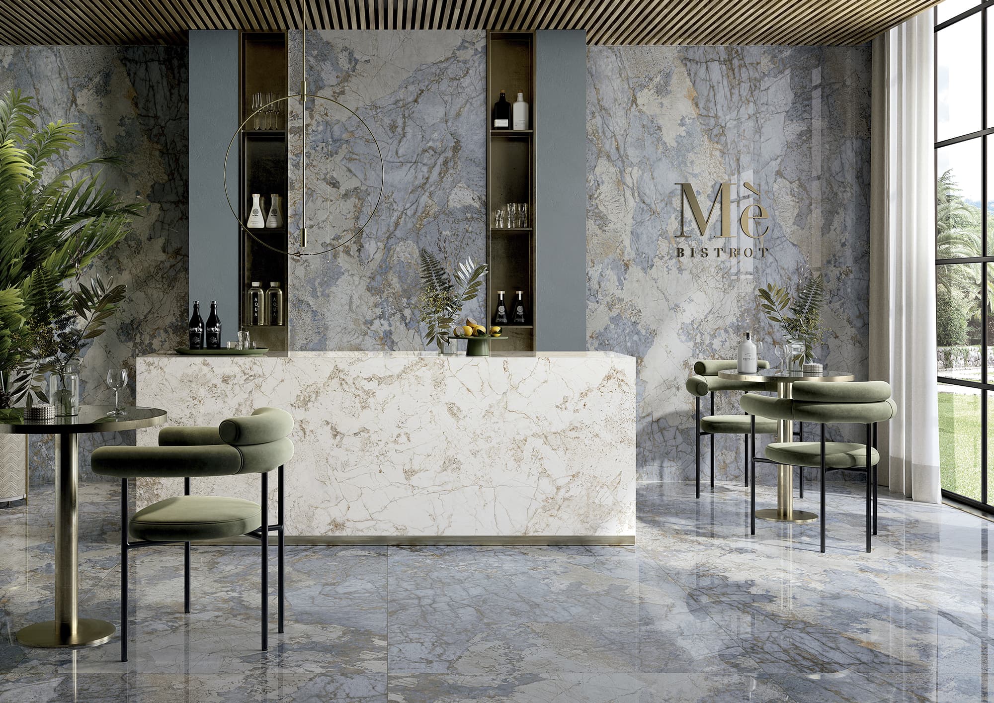 Okładzina ścienna do kuchni (Backsplash) ze spieku kwarcowego Ava Gemstone Ocean 120 x 280 cm, grubość 6 mm