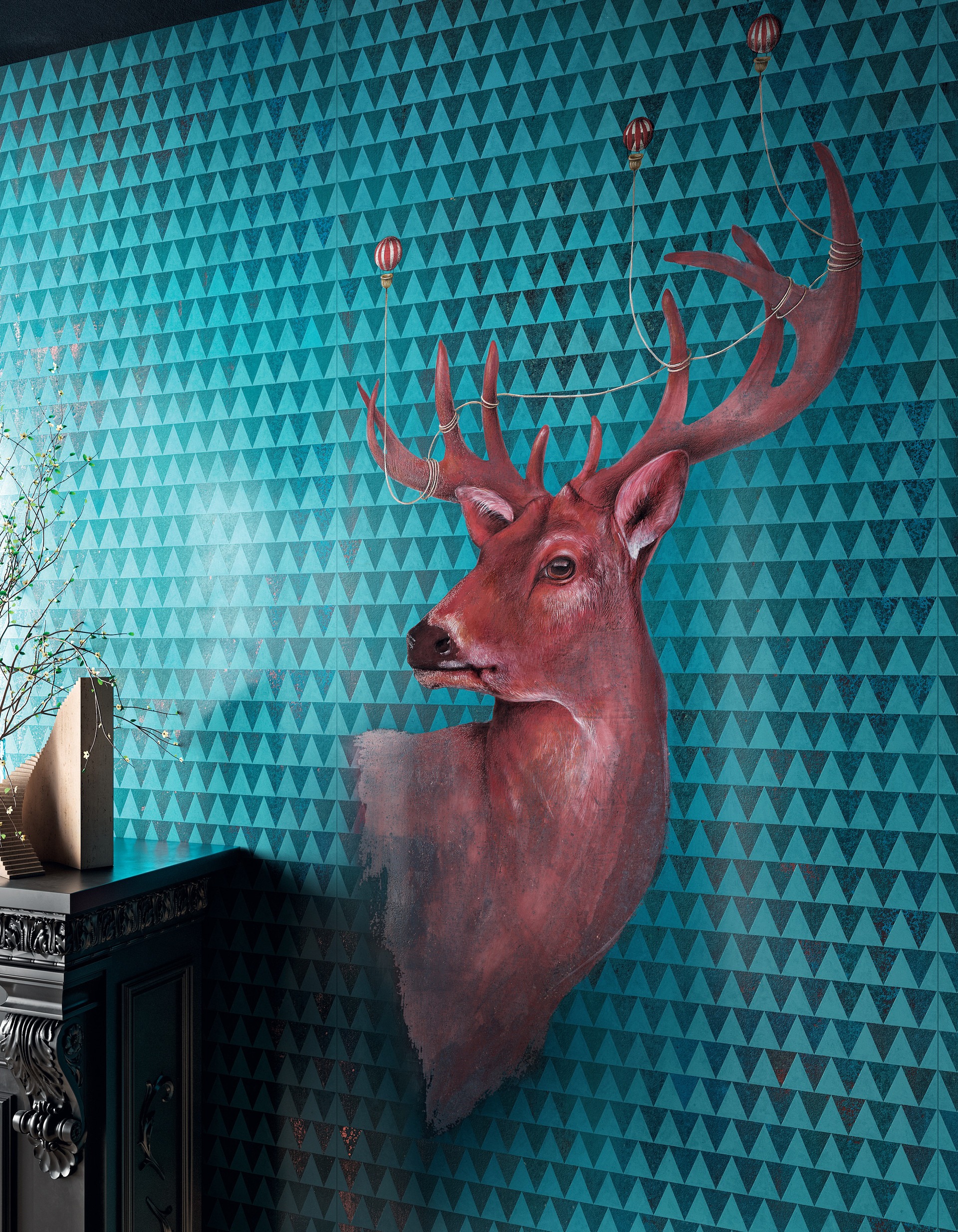 Fartuch kuchenny (Backsplash) ze spieku kwarcowego Mirage Indomita Deer 120 x 278 cm, grubość 6 mm