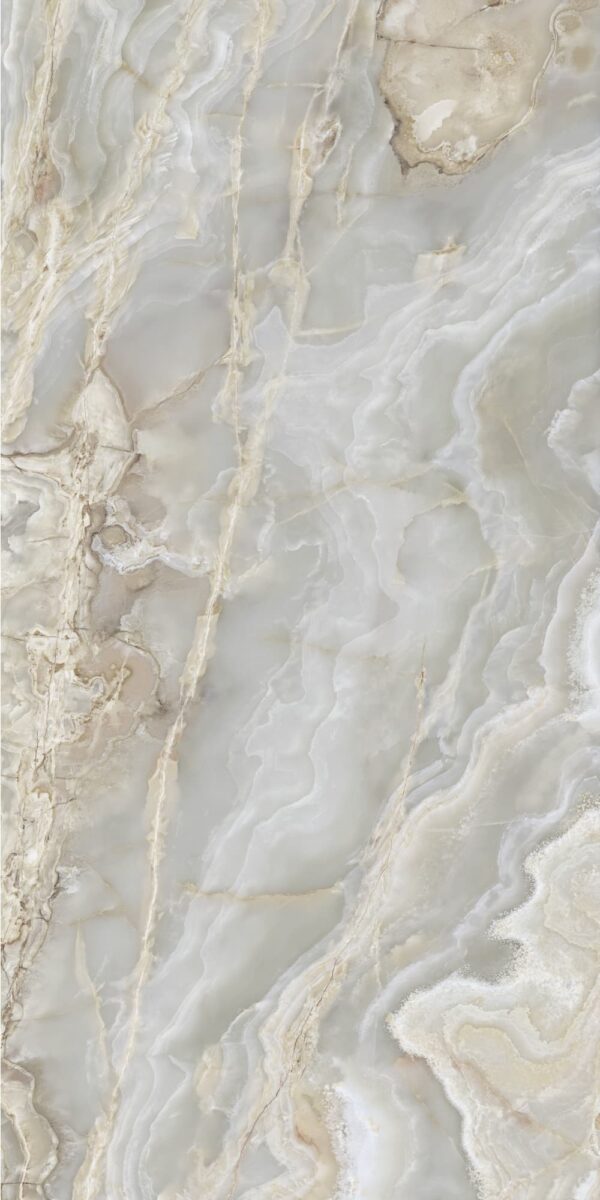 Okładzina ścienna do kuchni (Backsplash) ze spieku kwarcowego Ava Onice Argento 120 x 280 cm, grubość 6 mm