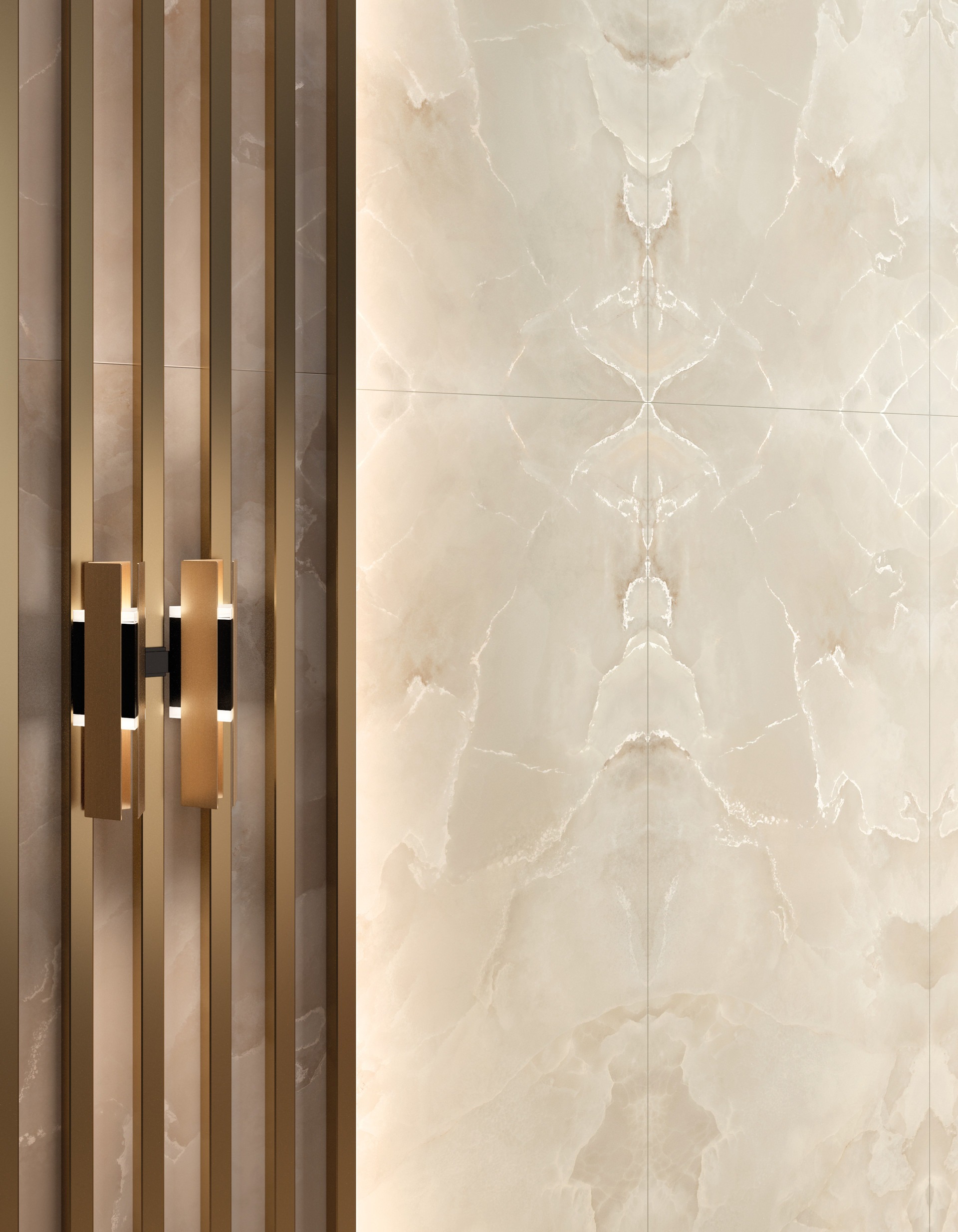 Okładzina ścienna do kuchni (Backsplash) ze spieku kwarcowego Mirage Onyce ON01 Coconut 120 x 278 cm, grubość 6 mm