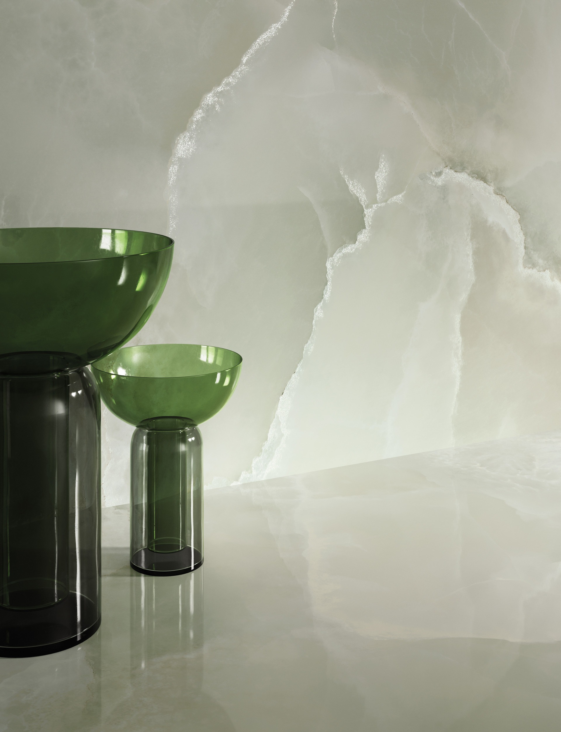 Okładzina ścienna do kuchni (Backsplash) ze spieku kwarcowego Mirage Onyce ON06 Emerald 120 x 278 cm, grubość 6 mm