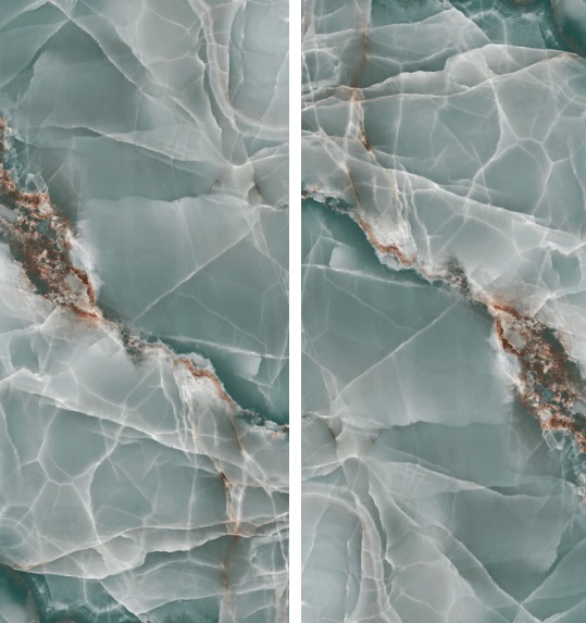 Fartuch kuchenny (Backsplash) ze spieku kwarcowego Baldocer Onyx Turkus 120 x 260 cm, grubość 7 mm