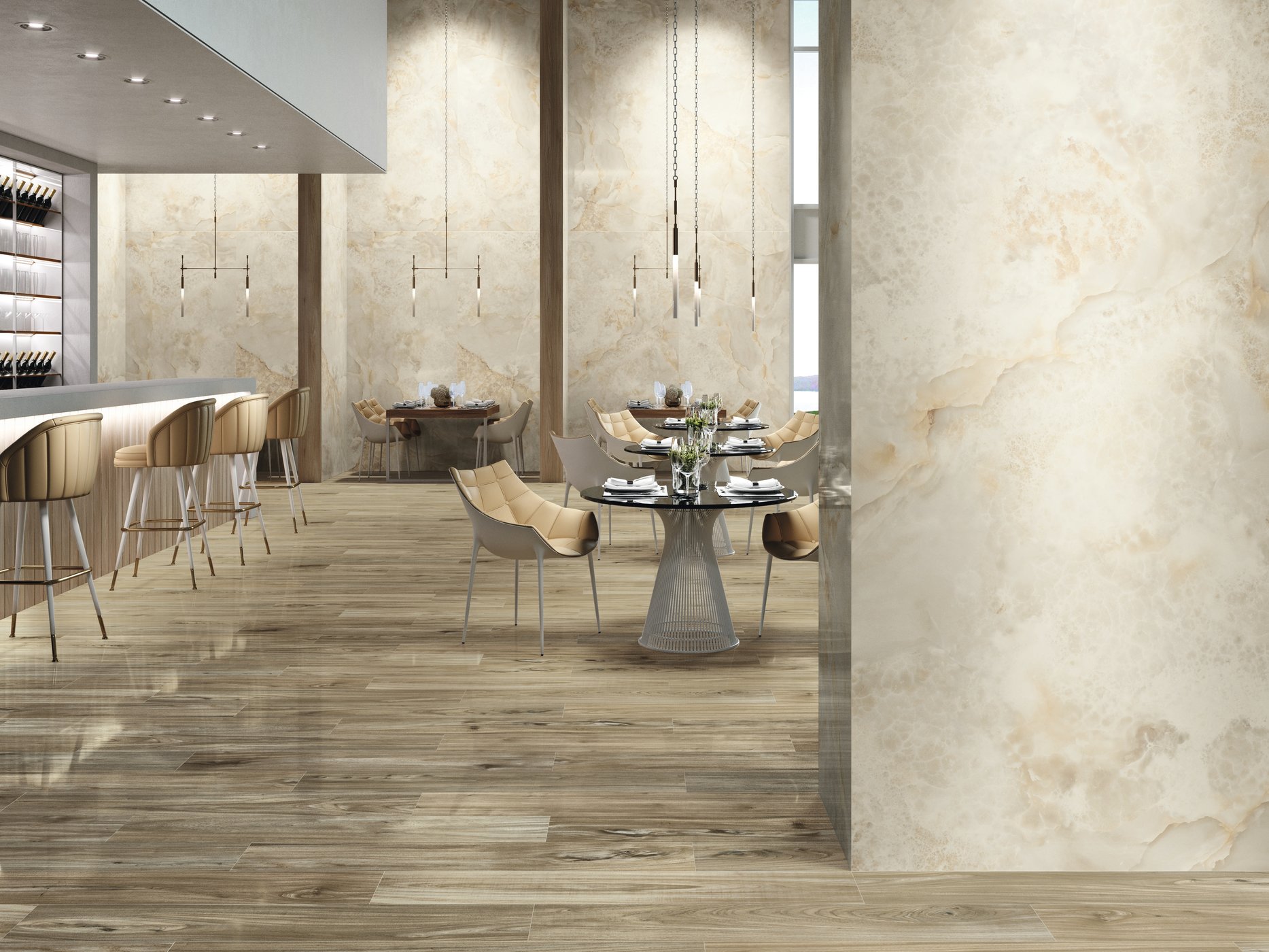 Okładzina ścienna do kuchni (Backsplash) ze spieku kwarcowego AB Aral Cream 120 x 260 cm, grubość 7 mm