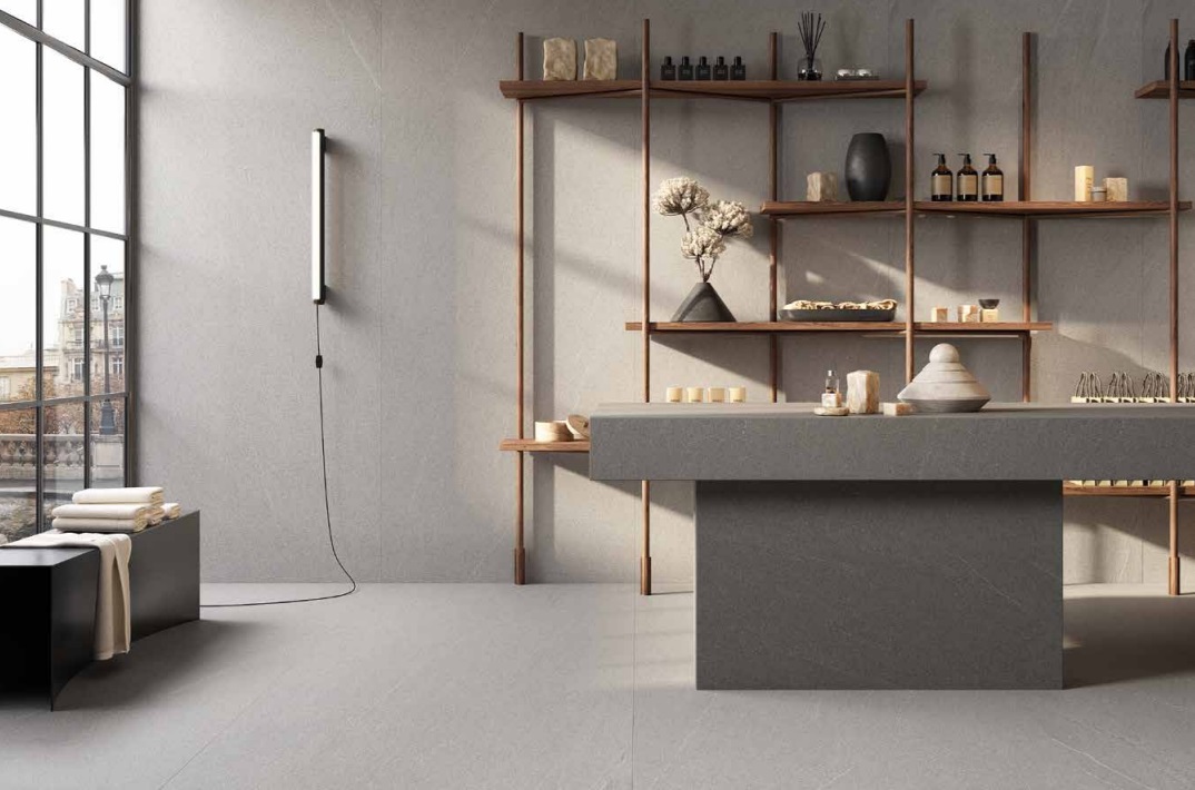 Okładzina ścienna do kuchni (Backsplash) ze spieku kwarcowego Rondine Baltic Grey 120 x 280 cm, grubość 6 mm