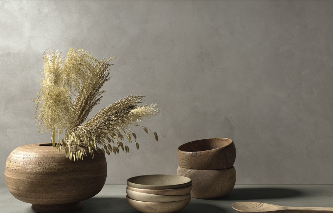 Okładzina ścienna do kuchni (Backsplash) ze spieku kwarcowego Mirage Clay CL03 Awake 120×278 cm, grubość 6 mm