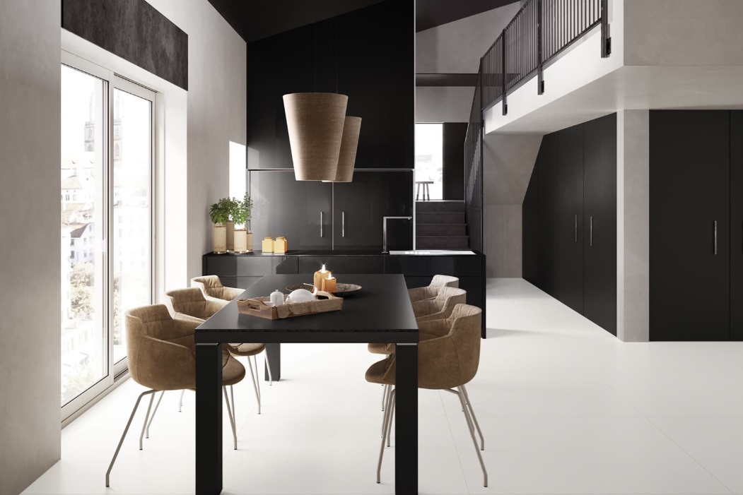 Okładzina ścienna do kuchni (Backsplash) ze spieku kwarcowego Ava Absolute Black 120 x 280 cm, grubość 6 mm