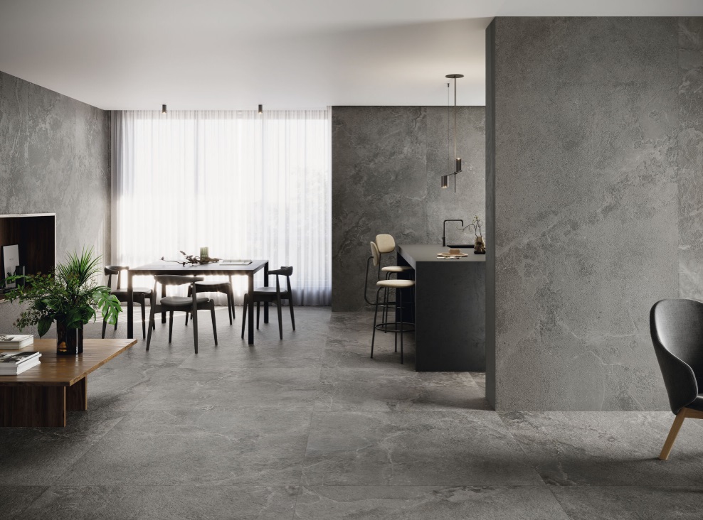 Okładzina ścienna do kuchni (Backsplash) ze spieku kwarcowego Baldocer Dome Antracite 120 x 260 cm, grubość 6 mm
