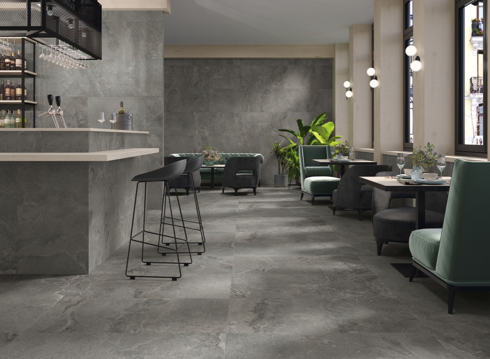 Okładzina ścienna do kuchni (Backsplash) ze spieku kwarcowego Baldocer Dome Antracite 120 x 260 cm, grubość 6 mm