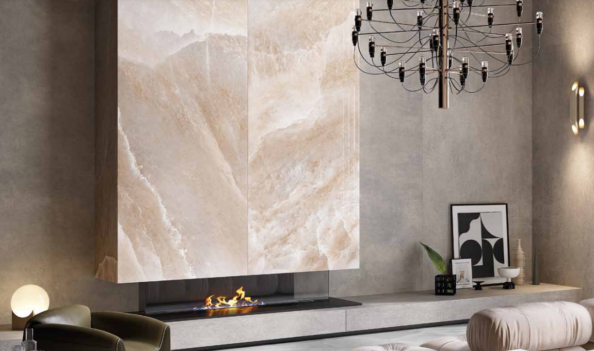 Fartuch kuchenny (Backsplash) ze spieku kwarcowego Rondine Himalaya Coral 120 x 280 cm, grubość 6 mm