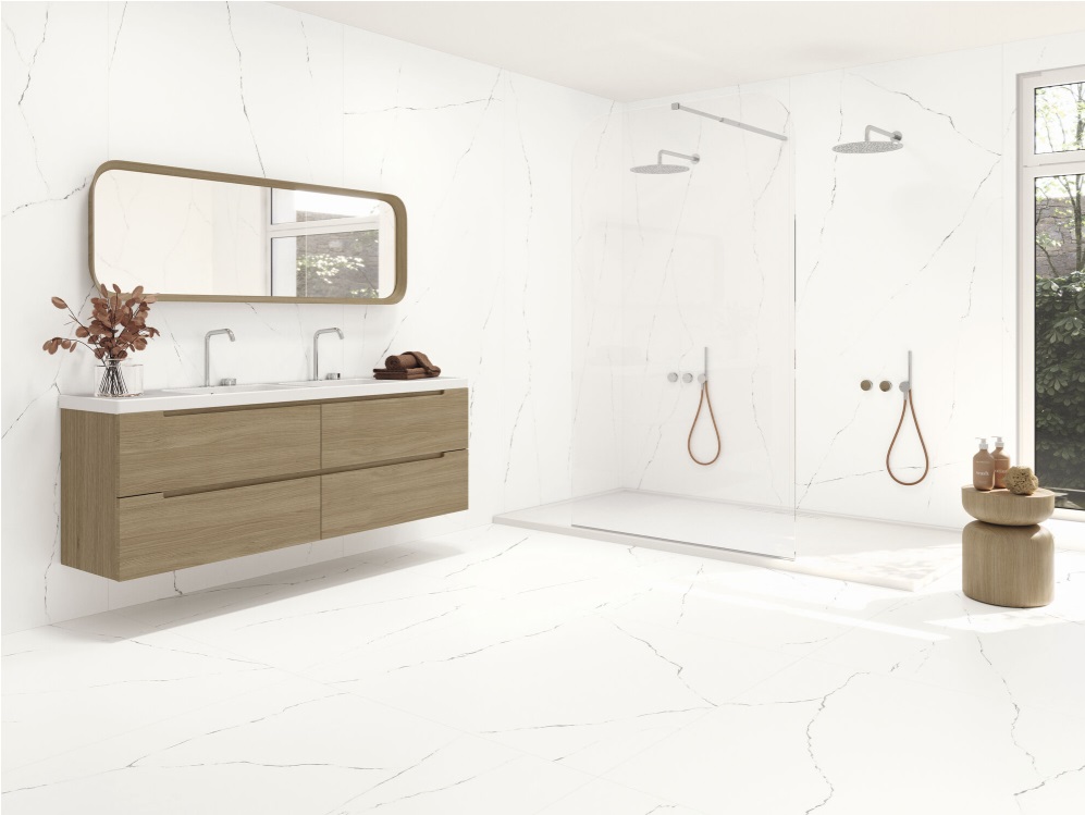 Fartuch kuchenny (Backsplash) ze spieku kwarcowego Baldocer Iceland 120×260 cm, grubość 6 mm lub 7 mm