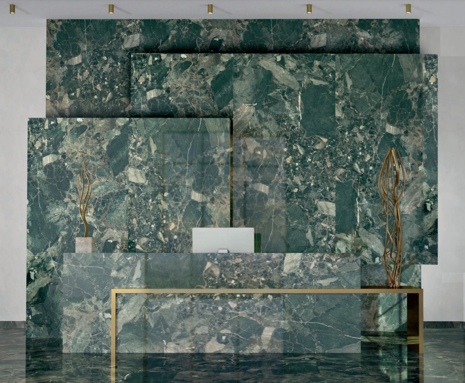 Okładzina ścienna do kuchni (Backsplash) ze spieku kwarcowego AB Indi Green 120 x 260 cm, grubość 7 mm