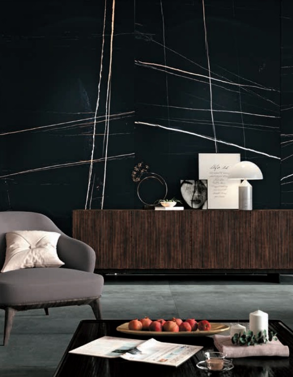 Fartuch kuchenny (Backsplash) ze spieku kwarcowego Mirage Jewels JW17 Moonless 120 x 278 cm lub 160 x 320 cm, grubość 6 mm