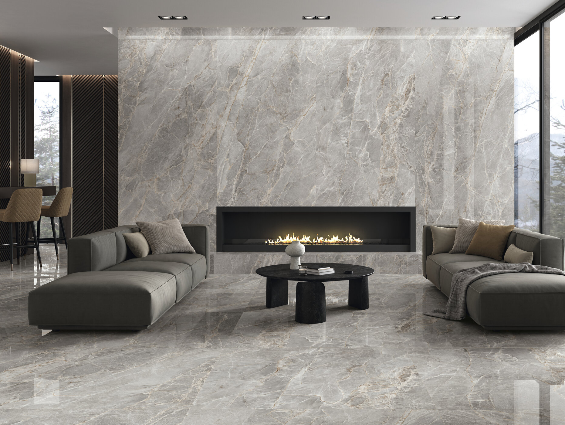 Fartuch kuchenny (Backsplash) ze spieku kwarcowego AB Majestic Grey 120 x 280 cm, grubość 6 mm lub 7 mm