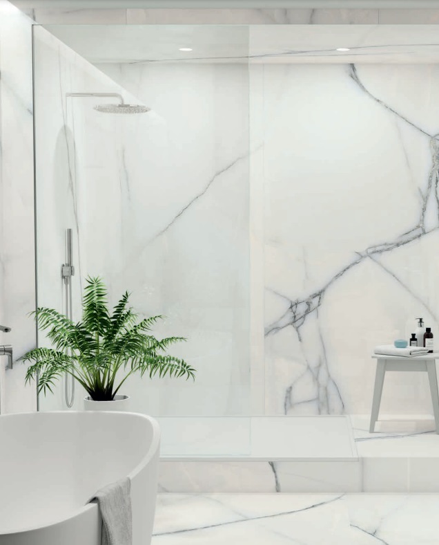 Fartuch kuchenny (Backsplash) ze spieku kwarcowego AB Newbury White 120 x 240 cm, grubość 7 mm
