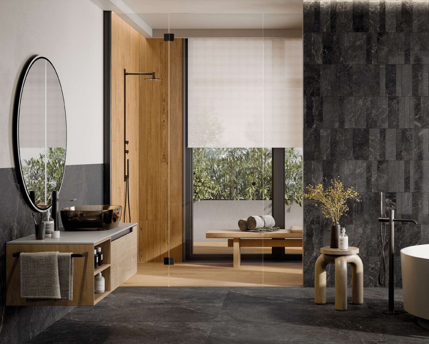 Fartuch kuchenny (Backsplash) ze spieku kwarcowego Ava Noble Stone Dark 120 x 280 cm, grubość 6 mm