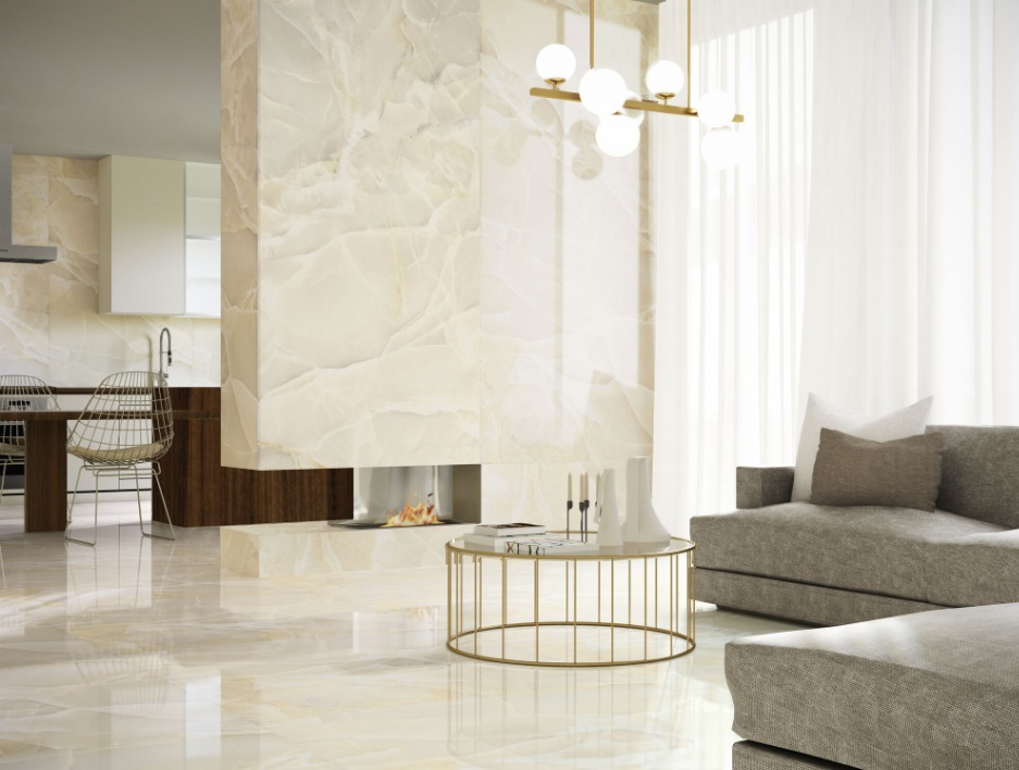 Fartuch kuchenny (Backsplash) ze spieku kwarcowego Baldocer Onyx Sable 120 x 260 cm, grubość 7 mm