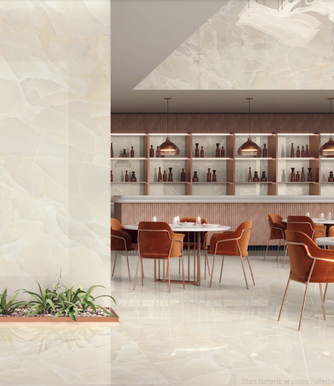 Fartuch kuchenny (Backsplash) ze spieku kwarcowego Baldocer Onyx Sable 120 x 260 cm, grubość 7 mm