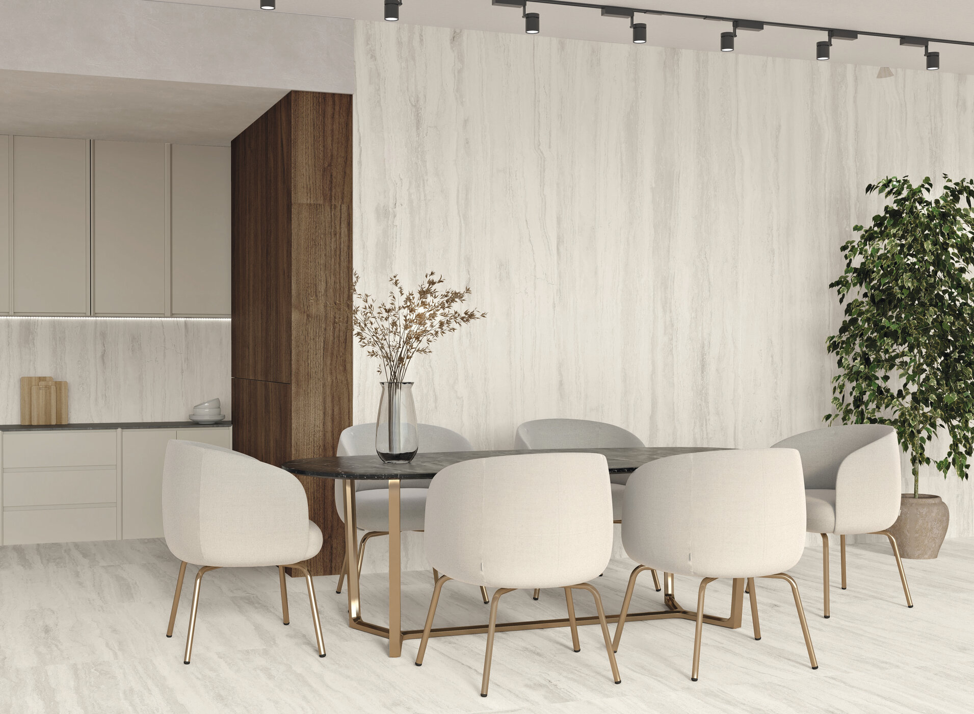 Okładzina ścienna do kuchni (Backsplash) ze spieku kwarcowego AB Palatinum Bone 120 x 260 cm, grubość 7 mm
