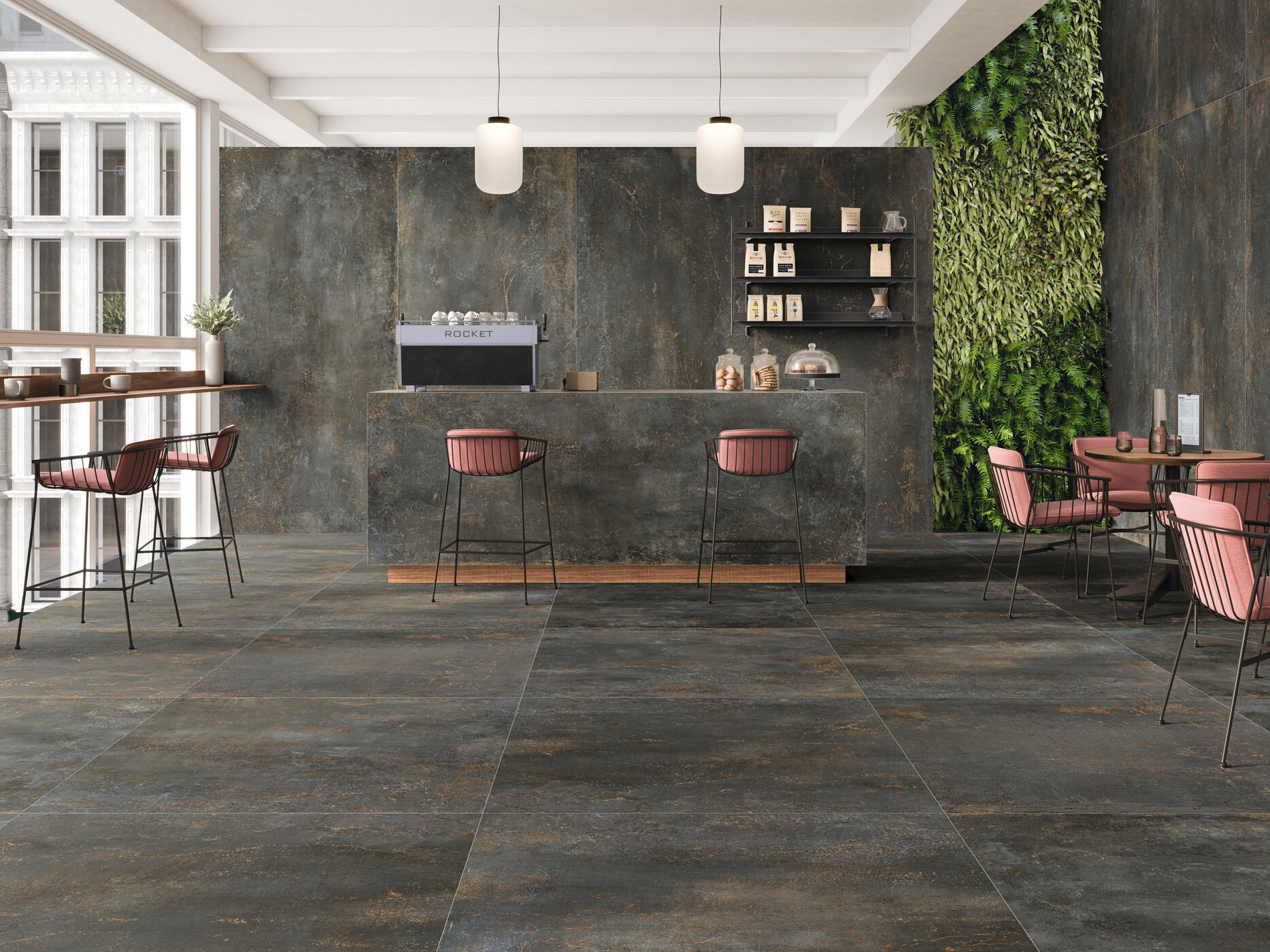 Okładzina ścienna do kuchni (Backsplash) ze spieku kwarcowego AB Rhodium Iron 120 x 260 cm, grubość 6 mm
