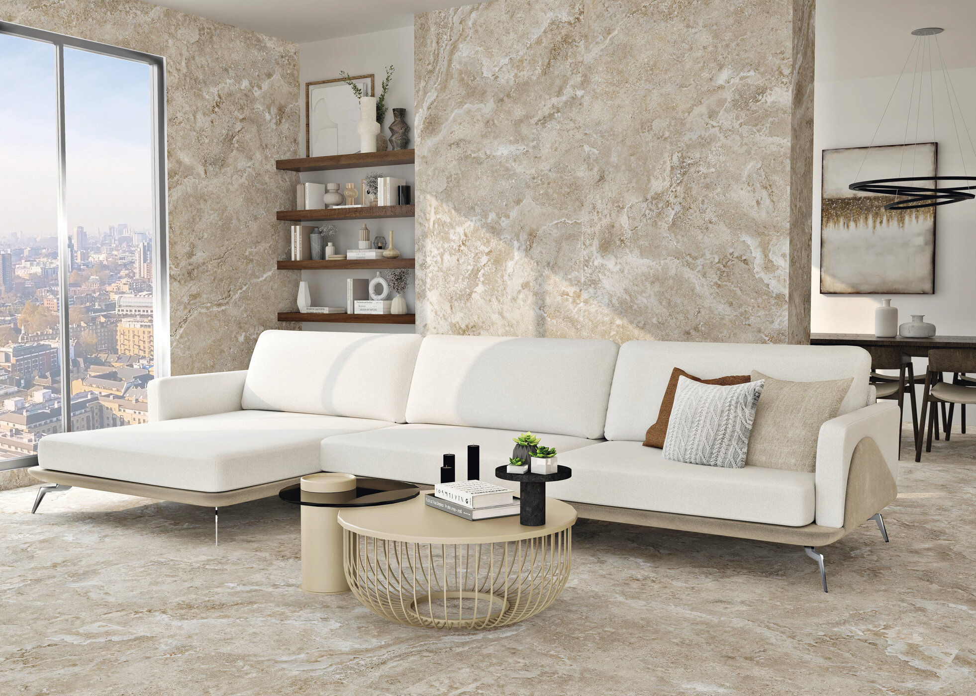 Fartuch kuchenny (Backsplash) ze spieku kwarcowego AB Scabos Nut, 120 x 280 cm, 6 mm